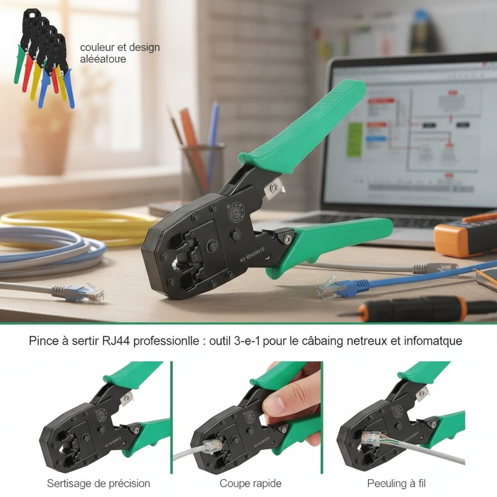Pince à sertir RJ45 professionnelle : outil 3-en-1 pour le câblage réseau et informatique(couleur et design aléatoire) - Marjane Mall - Image 3