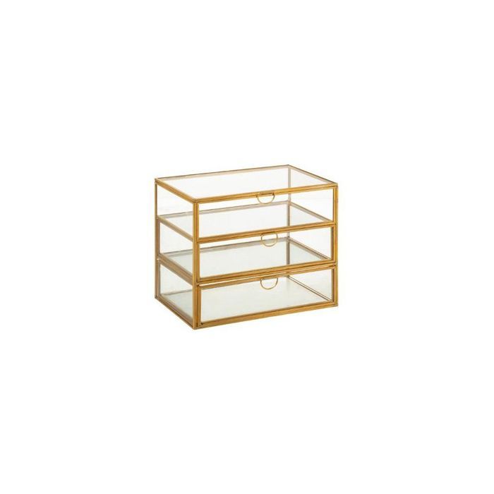 Boîtes & petits rangements - Boîte à 3 tiroirs - L 18 x l 12 x H 15 cm - Verre 18 cm
