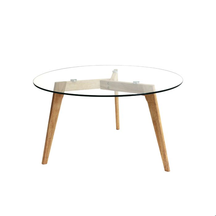 Table basse ronde en verre - D 80 cm