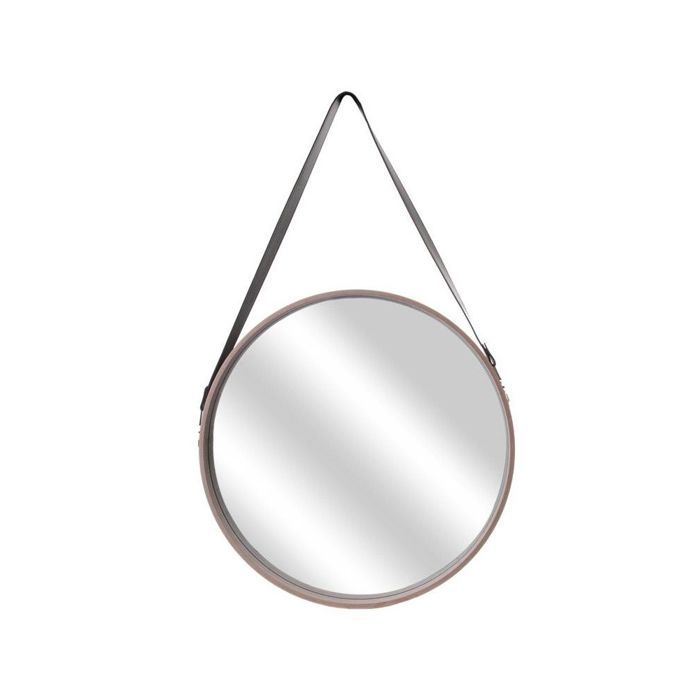 Miroir rond avec anse ceinture - AC-DÉCO - L 50 x l 4 x H 65,5 cm - Verre - Beige