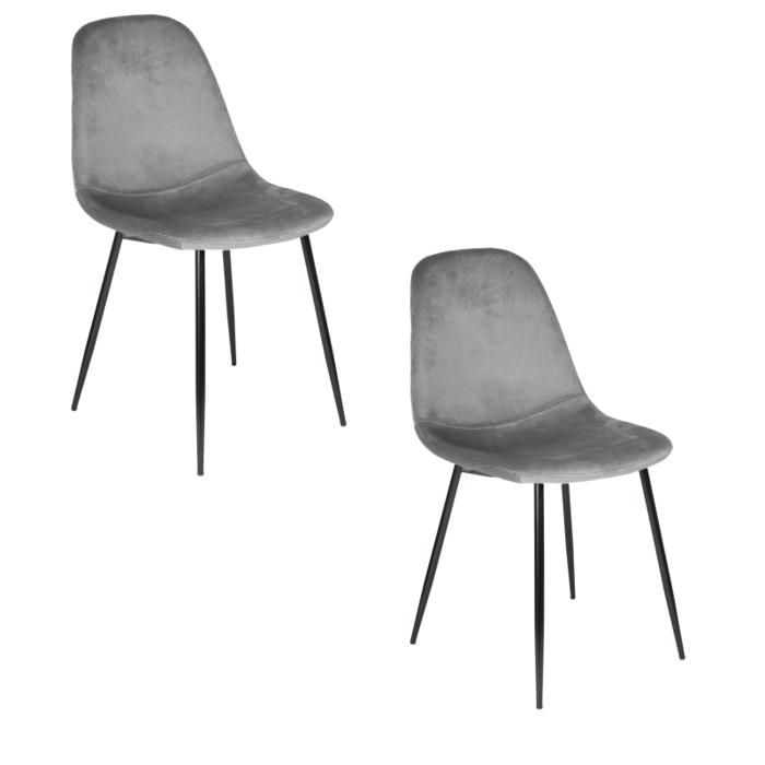 Chaise en velours côtelé - AC-DÉCO - Giulia - Style vintage - Gris