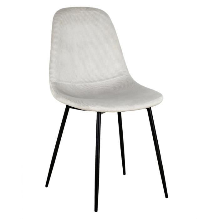 Poufs fauteuils et chaises - Chaise en velours côtelé - Giulia - L 54 cm x l 44,2 cm x H 85,2 cm - Gris clair