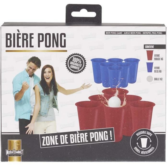 Jeu à boire Bière pong - AC-DÉCO - Verres réutilisables - Bleu Rouge