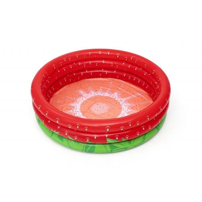 Piscine pataugeoire gonflable - AC-DÉCO - Sweet Strawberry - 160 x 38 cm - 3 anneaux - PVC