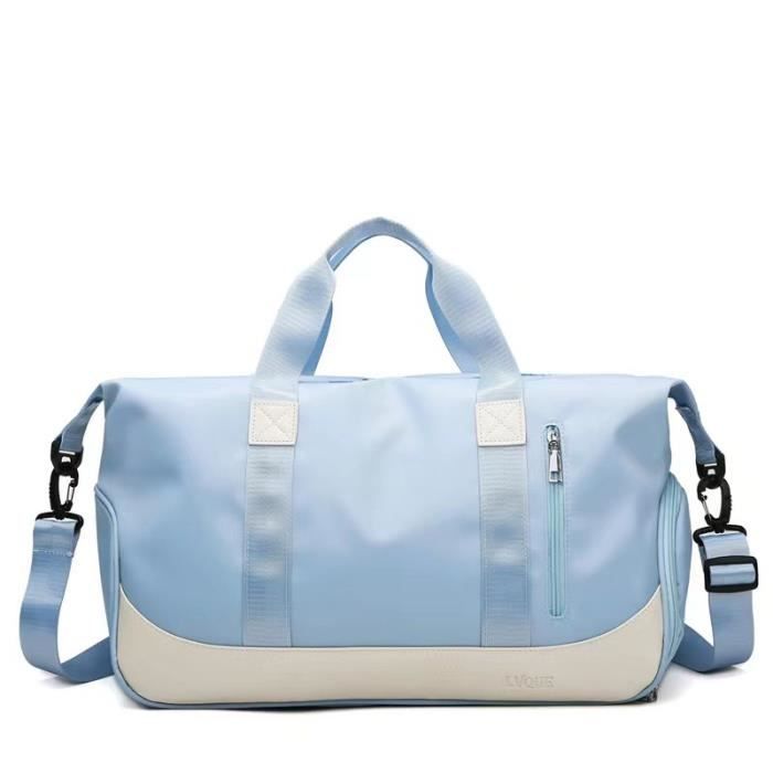 Sac De Sport Femme-Homme Grande Capacité Avec Compartiment À Chaussures Et Humide 25 X 47 X 22 Cm Bicolore-Bleu