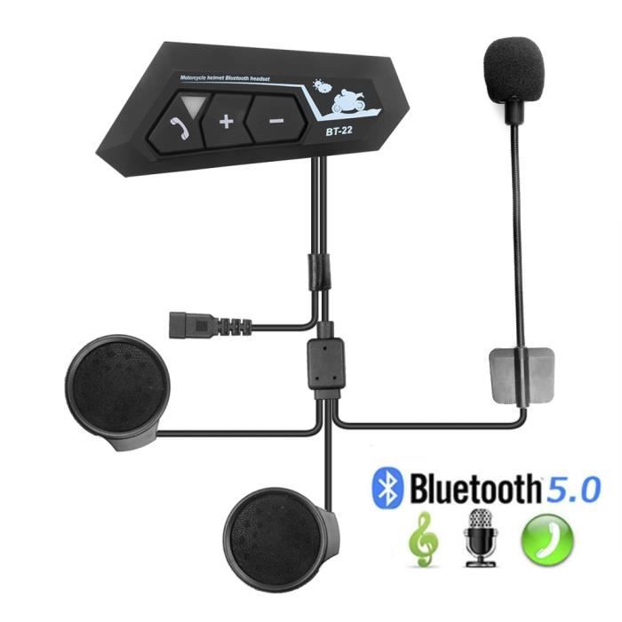 BT22 - Casque Bluetooth 5.0 Pour Moto, Écouteurs Sans Fil, Mains Libres, Stéréo, Haut-parleur Mp3, Avec Micro