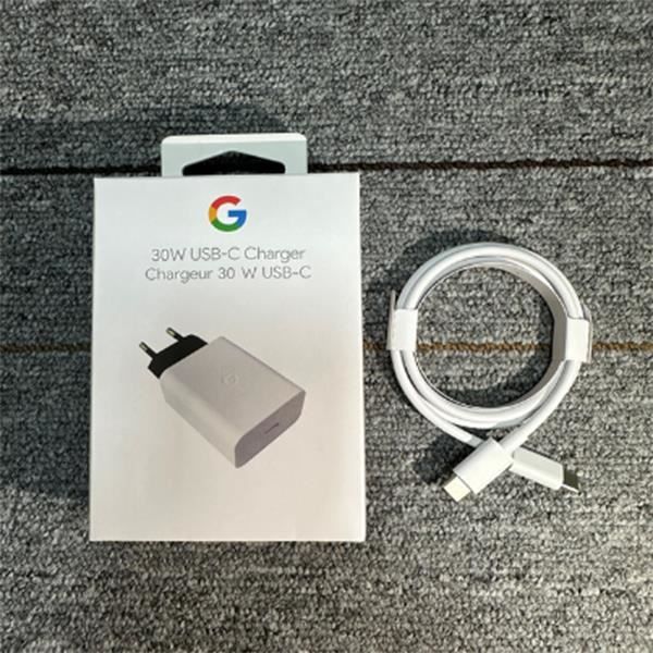 Chargeur USB-C 30W - AIHONTAI - Adaptateur mural - Compatible Google Pixel 7/6 Pro - Câble 1m - Charge rapide
