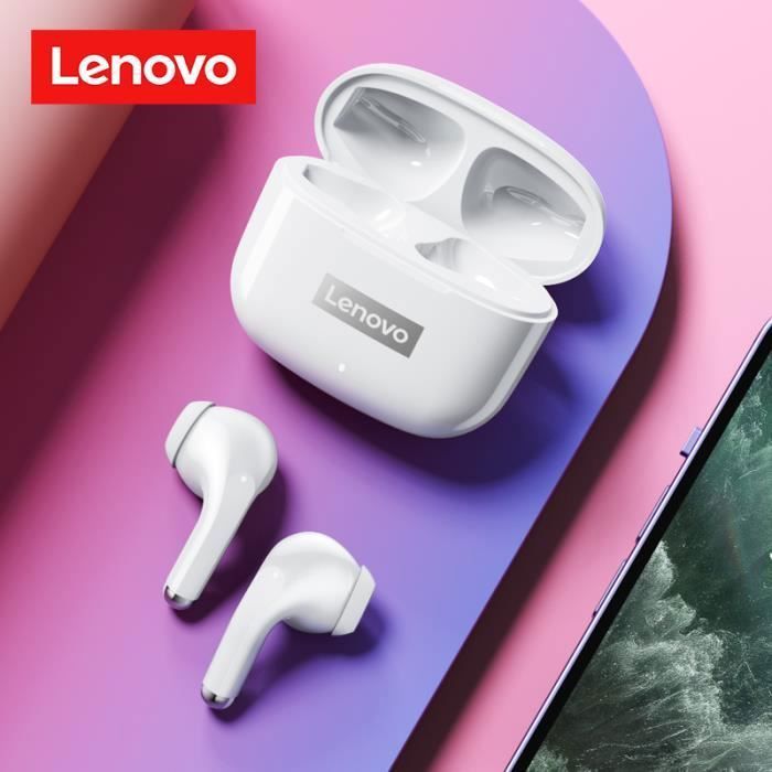 Blanc-Lenovo Écouteurs LP40 Pro Originaux TWS Sans Fil, Oreillette avec Contrôle Tactile, Casque Réducteur de