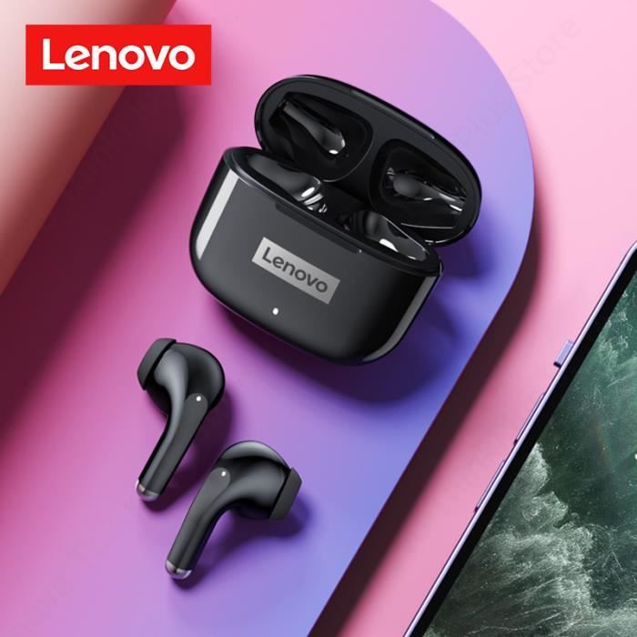 Noir-Lenovo Écouteurs LP40 Pro Originaux TWS Sans Fil, Oreillette avec Contrôle Tactile, Casque Réducteur de