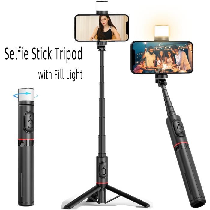 Q12S-avec lumière de remplissage-Trépied pliable sans fil pour téléphone Portable, avec lumière de remplissa