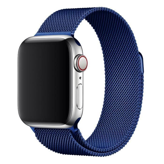 Bleu -Bracelet magnétique en acier inoxydable pour Apple Watch, bande milanaise, iWatch Series