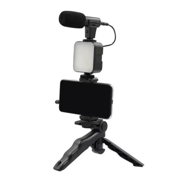 comme montré-Trépied de téléphone Portable, lumière de remplissage LED avec Kit de micro, diffusion en direct