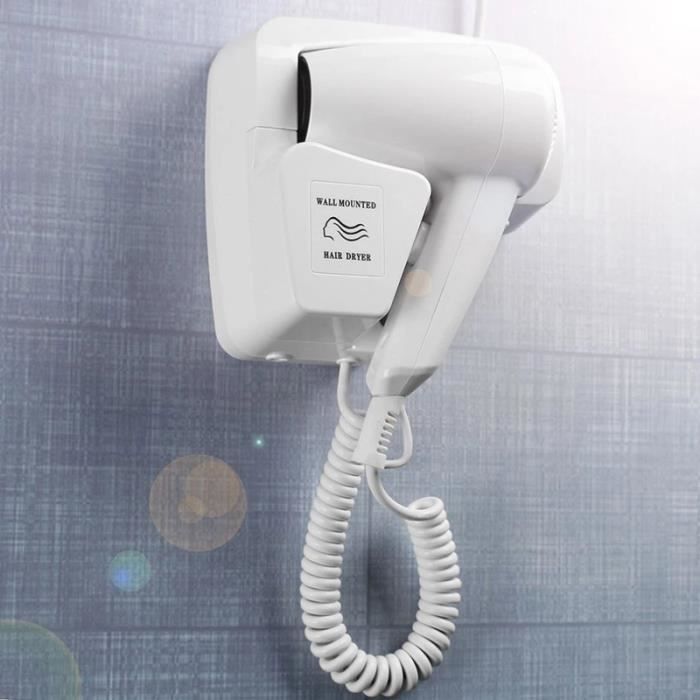 Blanc-Sèche cheveux mural professionnel, sans feuilles, contrôle de la température ionique négatif, 2 vitesse