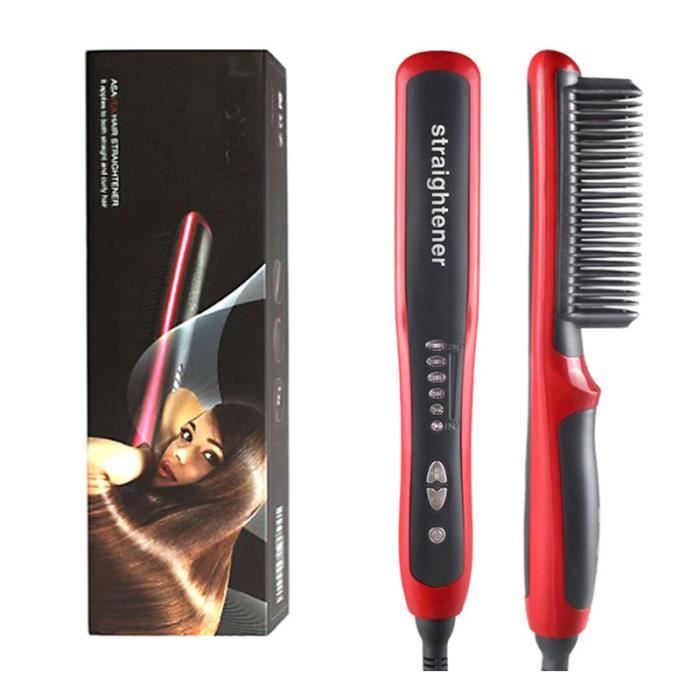 Avec Boîte Peigne chauffant multifonctionnel pour hommes, Anti-brûlure, brosse pour lisser les cheveux, chauf