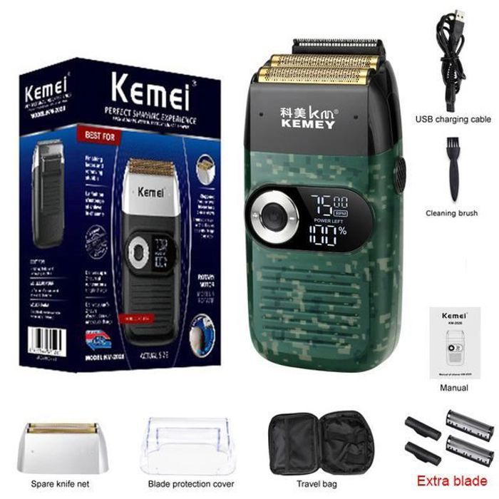 KM-2027 et lame - Kemei Rasoirs À Feuille Électrique Sans Fil Rasoir Alternatif Tête Chauve Machine À Raser A