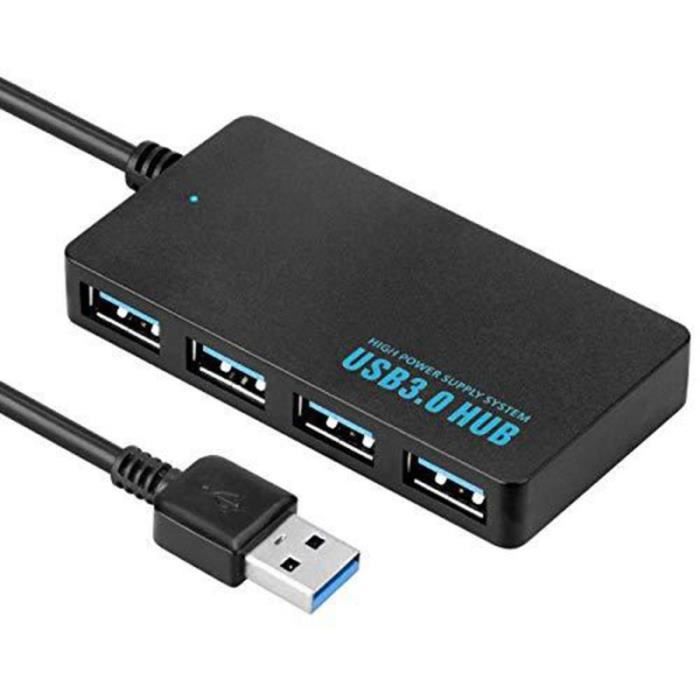 HUB USB 3.0 haute vitesse à 4 ports, câble adaptateur pour multi-appareils, ordinateur portable, indicateur l