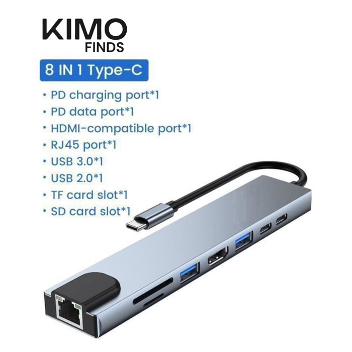 Adaptateur Hub USB - AIHONTAI - 8in1 - Type C 3.0 - Macbook Air Pro - HDMI