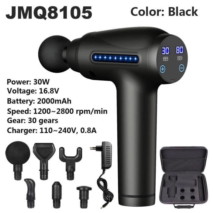 8015 noir - Pistolet de Massage pour femmes, pour corps, cou, dos, Percussion électrique, Fascia, masseur de