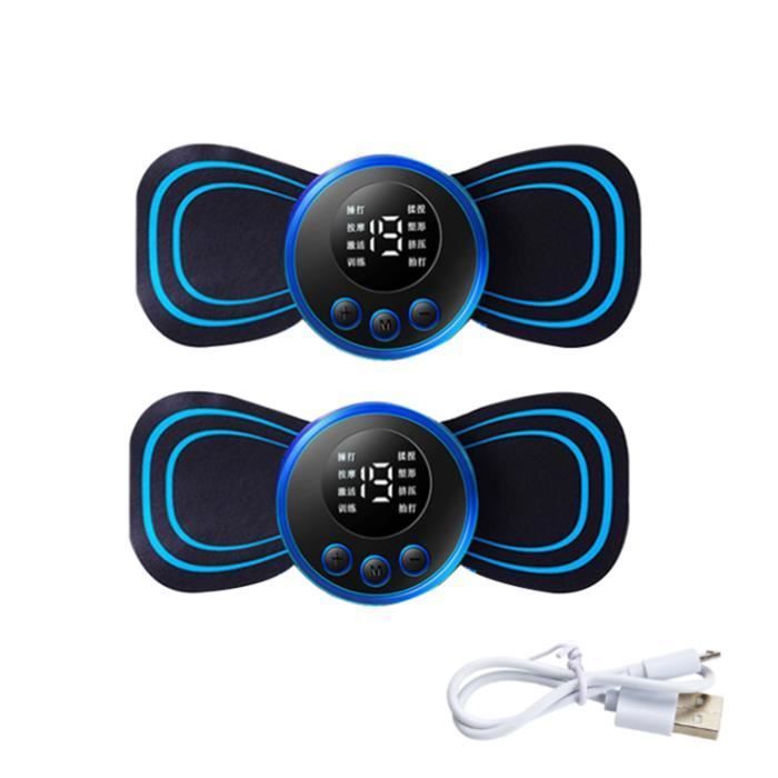 ensemble-Masseur EMS pour le cou, écran LCD, 8 modes de Massage Cervical, Patch autocollant pour le dos, stim