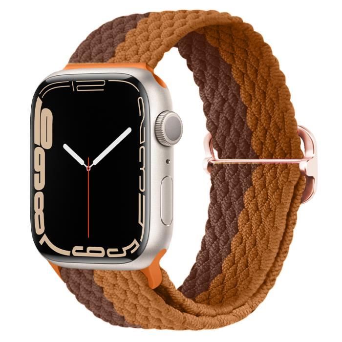 42mm 44mm 45mm - Brun - Boucle Solo tressée pour Apple watch, bracelet élastique réglable en Nylon, - iWatch