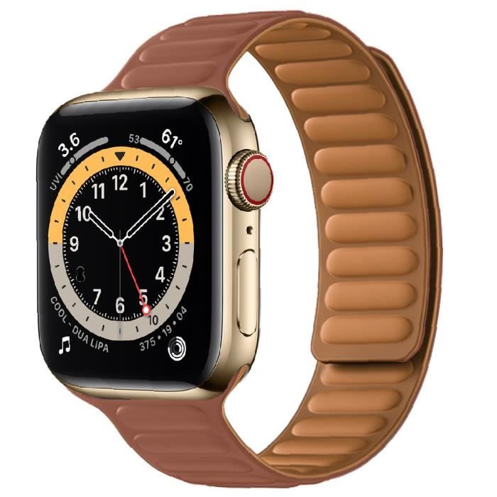 42MM or 44MM 45MM - 2 Brown - Bracelet à maillons magnétique en Silicone pour Apple Watch, pour iWatch série