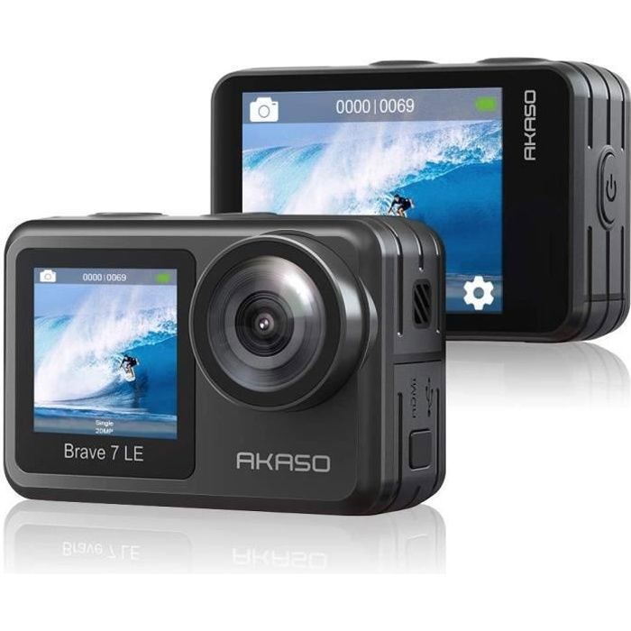 AKASO Brave 7 Le Caméra Sport d'action WiFi 4K 30FPS 20MP &Écran Tactile et EIS 2.0 Caméra sous-Marine 40M avec Télécommande -GYBK