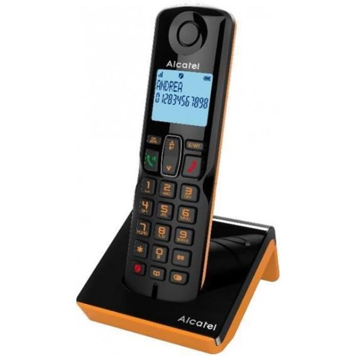 TÉLÉPHONIE, Téléphones, Téléphone sans fil, Alcatel S280 Ewe Noir/orange Caractéristiques sans fil Oui Mains libres Oui Prise en