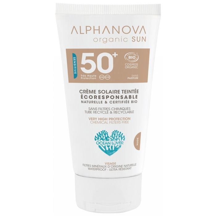 Crème solaire teintée - ALPHANOVA - Claire - SPF50+ - 50ml - Peaux sensibles
