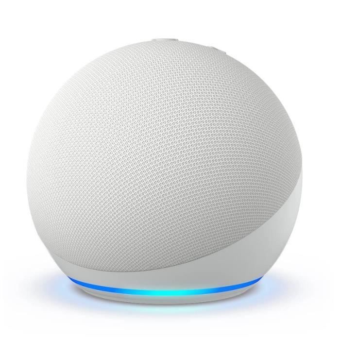 Haut-parleur intelligent Amazon Echo Dot 5 en blanc au design compact et élégant, pour les petits espaces, contrôlez votre maison