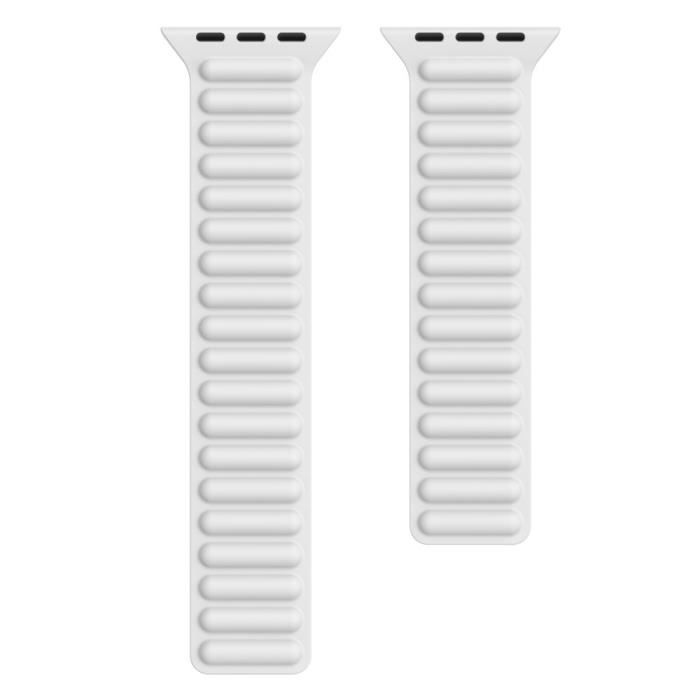 Magnétique Bracelet Pour Montre Connectée Silicone Universelle Pour Apple Watch Series 6-5-4-Se 44Mm, Série 3-2-1 42Mm -Blanc