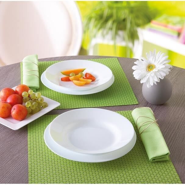 assiette plate arc - 24 cm - new bone china - vert - compatible - lave-vaisselle