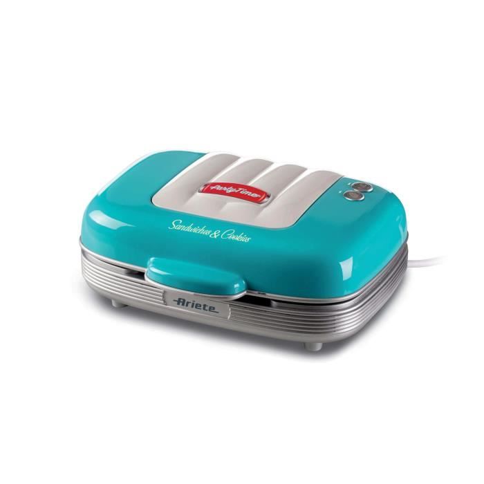 Gaufrier - ARIETE - 3 en 1 Sandwichera Cupcakes Donuts - Revêtement anti-adhésif - 700 W - Bleu