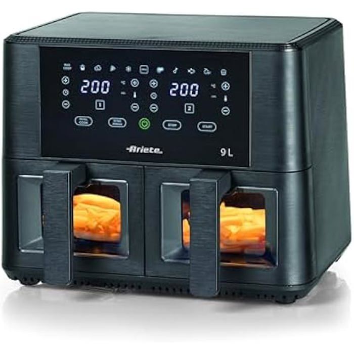 Friteuse à air double 9L - ARIETE - 4631 - Multifonction - 11 programmes - Jusqu'à 3,6 kg d'aliments frits