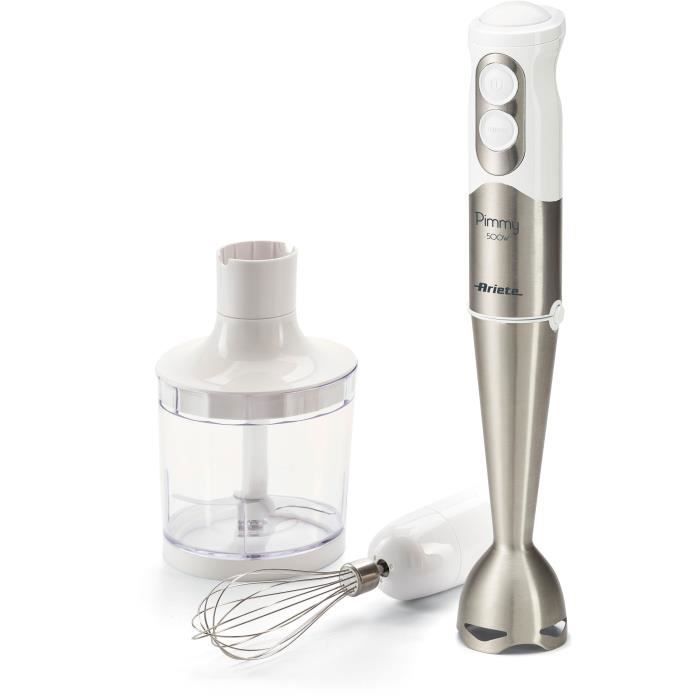 ARIETE 886 Pimmy Mixeur plongeur 3 en 1 - 500 W - 1 vitesse + mode turbo - Blanc et métal