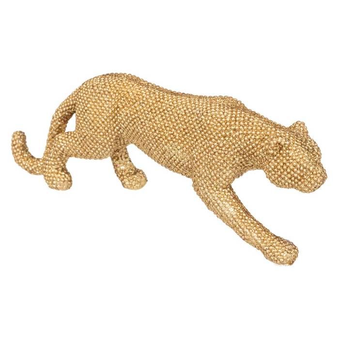 Atmosphera - Objet déco Panthère en résine dorée pailletée L 28.5 cm Doré
