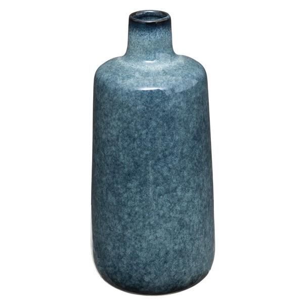 Vase "Flower" H24,5cm en grès moucheté bleu