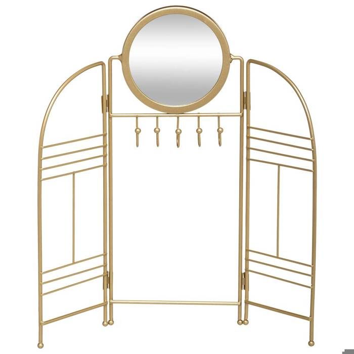 Atmosphera - Présentoir Porte Bijoux en Métal doré avec miroir H 33 cm Or