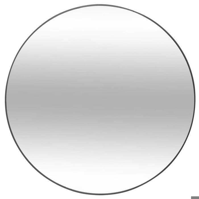 Atmosphera - Grand Miroir mural en Métal Noir  D 76 cm D, 76 x P, 1,5 cm