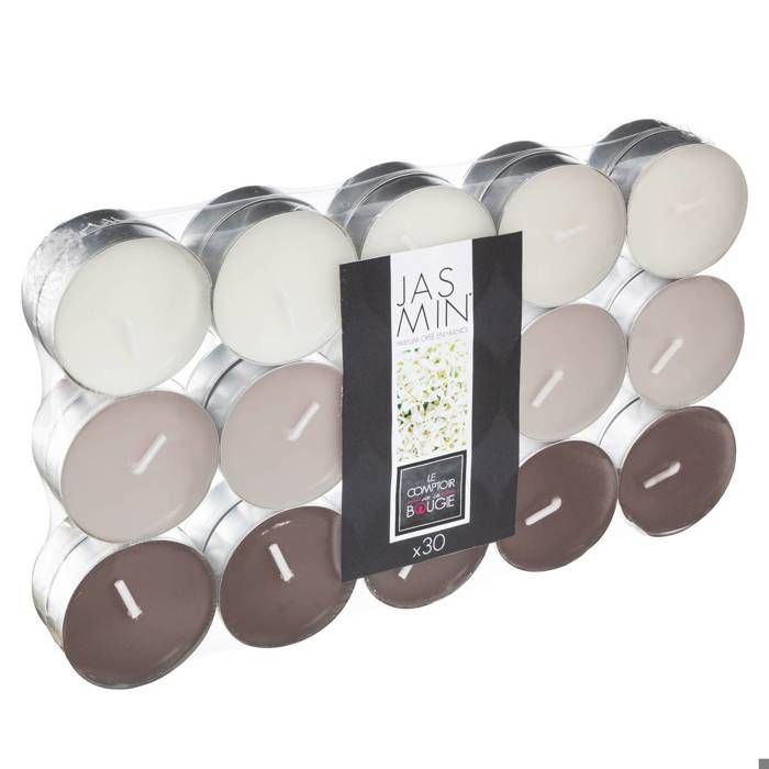 Lot de 30 bougies parfumées - jasmin - 350g - Beige - Atmosphera createur d'interieur