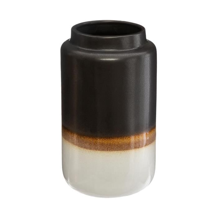 Atmosphera - Vase en Céramique Noir Réactive H 25 cm Blanc/marron/noir