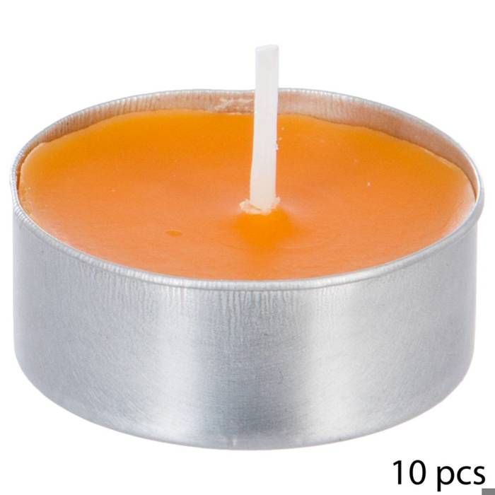 Atmosphera - Lot de 10 bougies parfumées fruits exotiques D, 3,7 x H, 1,5 cm Fruits Exotiques
