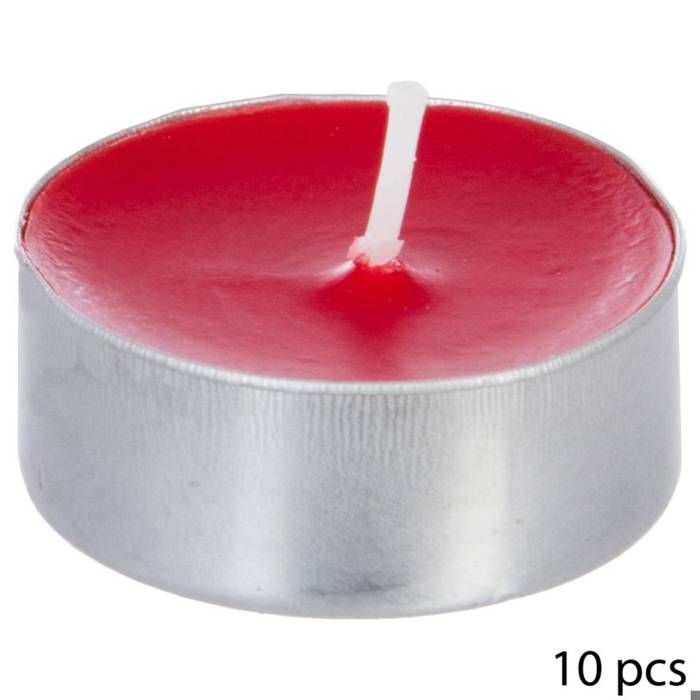 Atmosphera - Lot de 10 bougies parfumées fruits rouges D, 3,7 x H, 1,5 cm Fruits Rouges