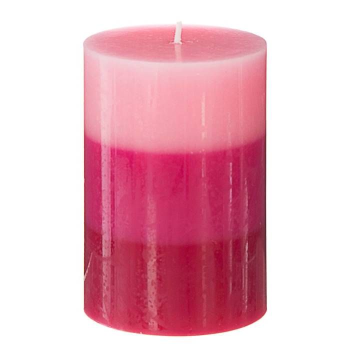 Atmosphera - Bougie tricolore parfumée framboise H10 D, 6,5 x H, 10 cm Rose Foncé