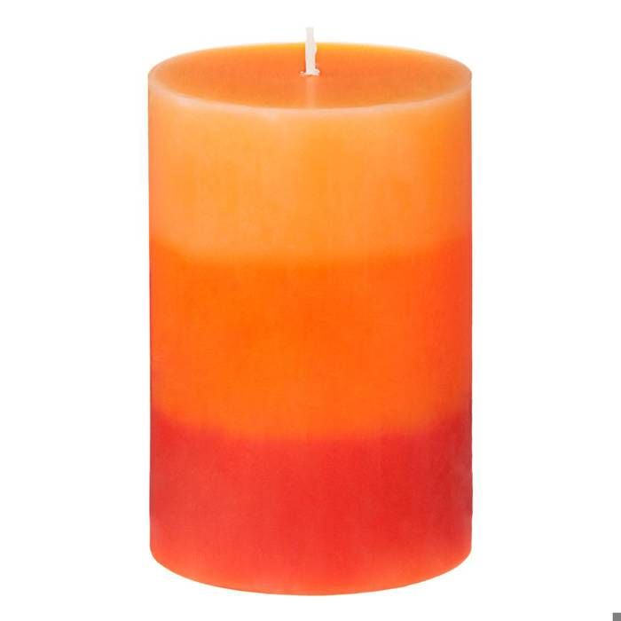 Atmosphera - Bougie tricolore parfumée fruits exotiques H10 D, 6,5 x H, 10 cm Orange