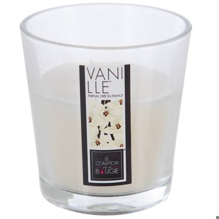 Atmosphera - Bougie verre parfumée vanille 90G D, 7,3 x H, 7,5 cmCire : D, 5,7 x H, 3,5 cm Vanille