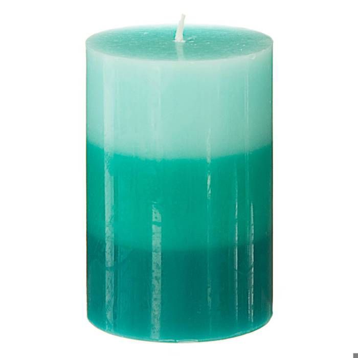 Atmosphera - Bougie tricolore parfumée fleur de tiaré H10 D, 6,5 x H, 10 cm Bleu