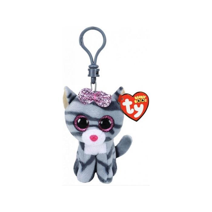 Porte clé Ty Beanie Boo's Kiki le chat gris - Peluche avec mousqueton - 9 cm de hauteur