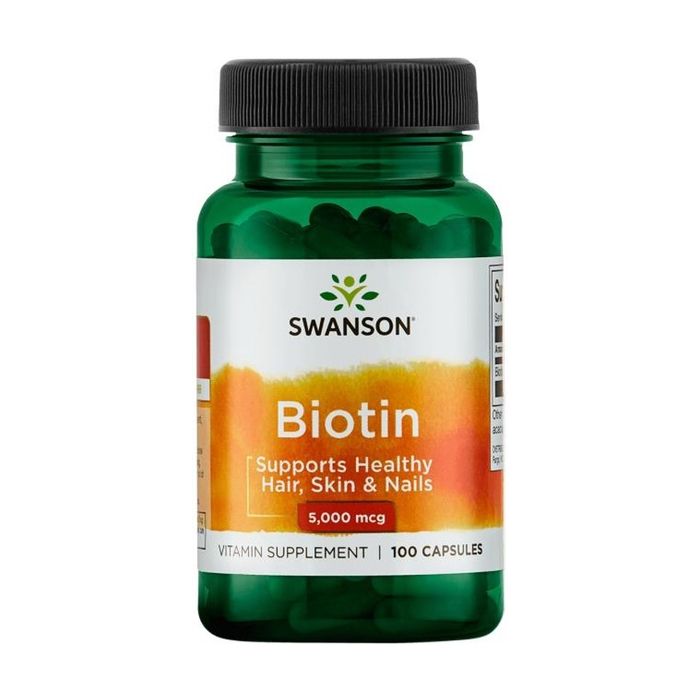 Biotine 5000 mcg - SWANSON - Capsules pour cheveux, peau et ongles