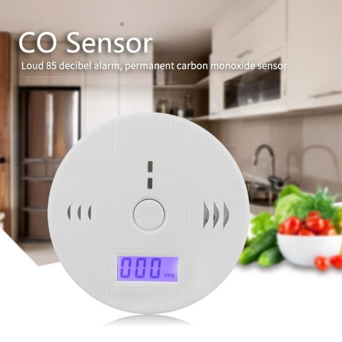 Détecteur de monoxyde de carbone LCD CO Alarme d'empoisonnement Avertissement de capteur