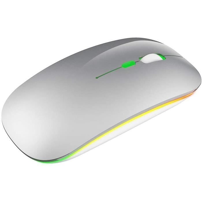 Souris sans Fil, Souris de Jeu sans Fil USB Rechargeable 10M 1200DPI 2.4G avec lumière colorée LED pour Windows 98-Me-2000-XP-[1191]